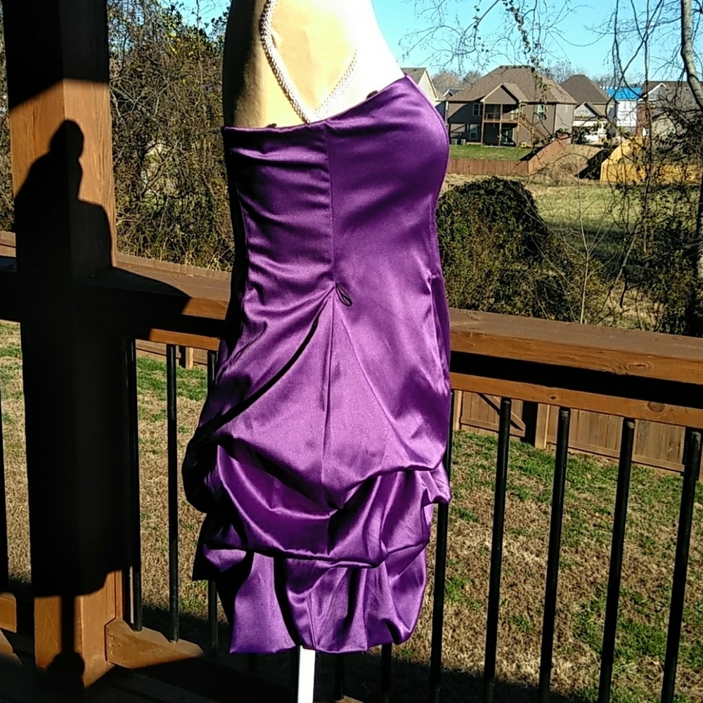 Wishes Wishes Wishes Size 9 Strapless Purple Bubble Hem Party Dress - Picture 10 of 12
